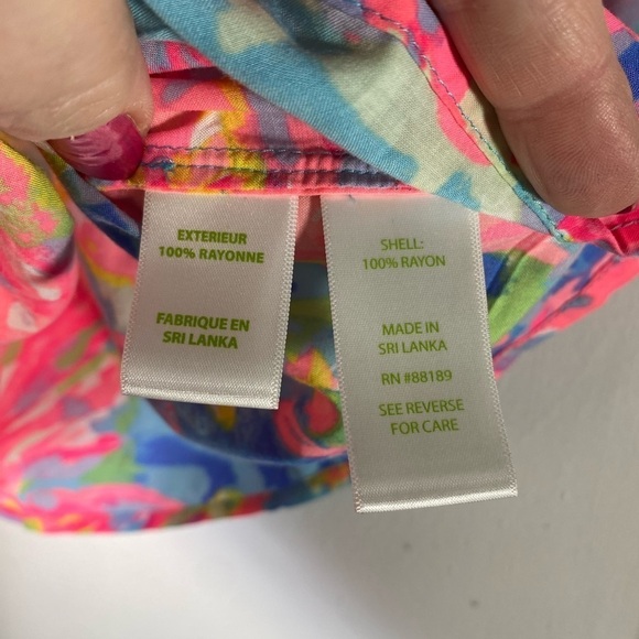 Lilly Pulitzer Women's Daylen Tunic Small Multi Palm Beach Coral Blouse Floral - Picture 7 of 12